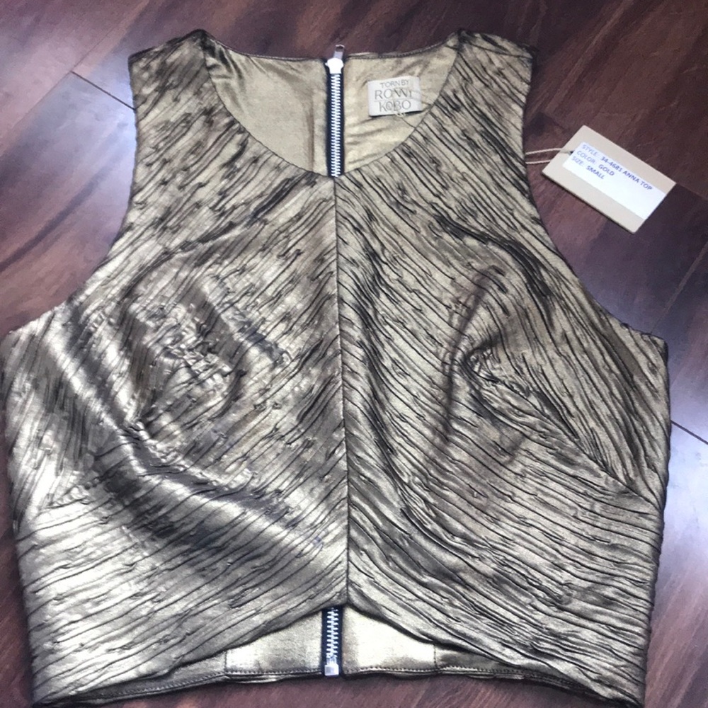 Torn by Ronny Kobo gold crop top